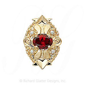 GS312 G/PL - 14 Karat Gold Slide with Garnet center and Pearl accents 
